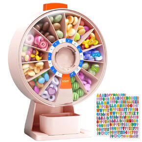Daviky Snack Spinner, Baby Food Storage Containers with 14-Compartment, Push Button Design, 2 Fun Sticker Pack, BPA-Free, Leakproof Snack containers for Kids(Pink)