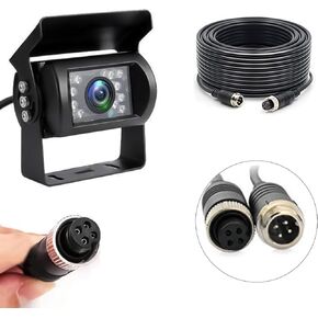 CAMECHO Bus Truck Vehicle Backup Cameras with 10M Car Video Extension Cable 4-Pin Aviation Connector, Waterproof IR Night Vision Wide Angle Rear View Camera for Bus/RV Camper/Truck/Trailer/Van