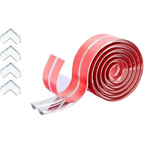 Edge Protector Strip, Crib Bumpers,Corner Protector Baby,Corner Protectors for Furniture,3M Adhesive6.5ft (2M) with 4 Corners(L Shape)，NonToxic and Safe for Table, Fireplace