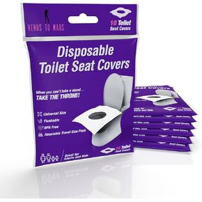 Disposable Toilet Seat Covers - 70 XL Portable and Flushable Toilet Seat Cover for Kids, Toddlers and Adults Use for Travel, Potty Training, Airplane, Public Bathroom, Road Trips and More. (70 Pack)