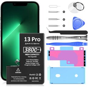 SHENMZ 3800mAh Replacement Battery for iPhone 13 Pro,(2024 New Version) Upgraded Higher Capacity 0 Cycle Battery for iPhone 13 Pro Model A2483 A2636 A2638 A2639 A2640 with Repair Tool Kits