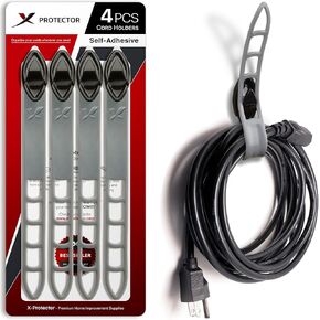 Extension Cord Holder X-Protector - 4 PCS Self-Adhesive Appliance Cord Holder with Manageable Belt - Premium Cord Organizer for Appliances - Universal Storage Straps to Organize Cords Anywhere!