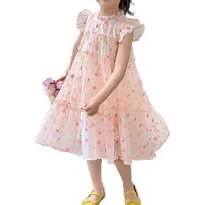 Toddler Girls Chiffon Dress Flower Girls Ruffle Flowy Pleated Party Dress Size 12M-6T