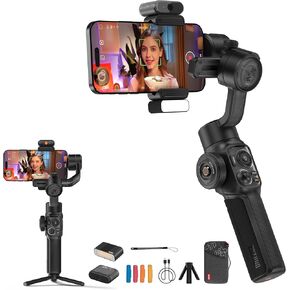 ZHIYUN Smooth 5S AI PRO Gimbal 3-Axis Handheld Stabilizer All in One Design for Mirrorless Cameras with Sony A6600,A6100,Fujifilm,Canon M50,M5,for Gopro Hero10/9/8/7, iPhone 13/12 Max