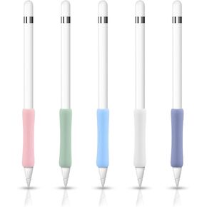 5pcs Grips for Apple Pencil 1st 2nd / Apple Pen USB C, 2.4x0.5 Inch Multicolored Silicone Cover Compatible with iPad Stylus Pencil (5 Colors)