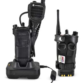 Turtleback Radio Holster for Motorola APX6000 – Durable Basket Weave Leather Radio Holster with Heavy-Duty Ratcheting 2.25" Belt Loop – All-Button Access – Fits Slim or Extended Battery