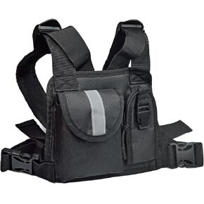 HYS Universal Walkie Talkie Radio Chest Harness Shoulder Radio Holster Chest Pack with Adjustable Radio Holster Pouch Holds for MOTOROLA GP88S GP328 MT500 MT1000 MTS2000 Icom Radio