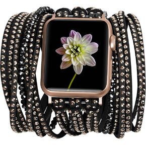 VIQIV Bracelet Watch Band Compatible with Apple Watch Ultra Band 49mm 45mm 44mm 42mm 41mm 40mm 38mm Iwatch Series SE 9 8 7 6 5 4 3 2 1 for Women Girls, Multi-Wraps Smartwatch Leather Wristbands Strap