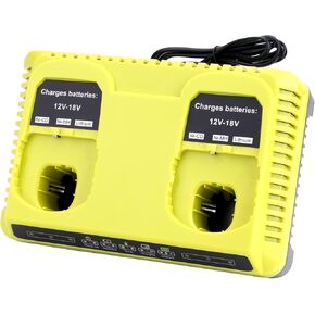 Dual Ports 18Volts Battery Charger Replacement for Ryobi 12V-18V Charger ONE+ P117 P118 P119 P100 P101 P102 Lithium-Ion NiCd NiMh Battery