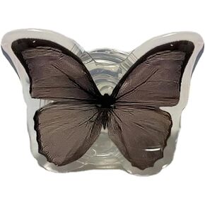 Butterfly Sticky Mobile Phone Grip, Clear Cute Cell Phone Stand, Cell Holder Decoration Expanding Accessories, Interchangeable Folding Kickstand Compatible with Universal