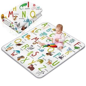 Baby Play Mats for Floor, Thicken Soft Padding Silk Floss Playmats for Babies and Toddlers Infants, Foldable and Machine Washable Baby Crawling Mat (Colorful Animals, 50"x50")