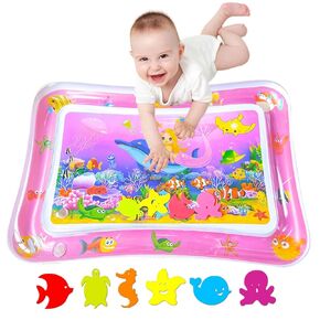 Extra Big Infant Toys, Tummy time mats,Tummy time Toys, Baby Pink Water Play mat, Fun Early Development Activity Play Center for Newborn, Pink 39.5x31.5 in.