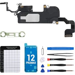 for iPhone 12 Pro Max Ear Speaker Replacement OEM Repair Kit Front Earpiece Module with Ambient Light Sensor Proximity Sensor Connector Fix Tools Kit A2342 A2410 A2411 A2412
