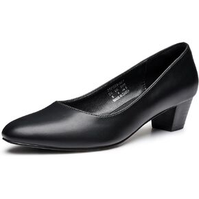 Trary Low Black Nude Blue Red Heels for Women Closed Round Toe Chunky Block 1.8 Inch Women's Heels Pumps Comfortable Dressy Work Casual PU Shoes for Wedding Office Business