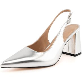 heelchic Slingback Heels for Women Block heel Pointed Toe Closed Toe Chunky Heel Slip on Wedding Dress Shoes Work