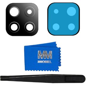 MMOBIEL Back Rear Camera Glass Lens Replacement Compatible with Samsung Galaxy A22 5G 2021 - Incl. Double Sided Adhesive, Tweezer and Cloth - Black