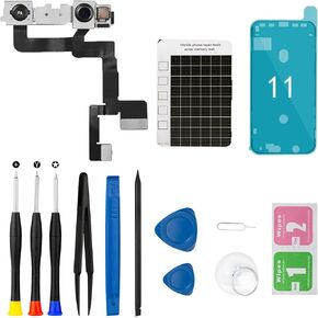for iPhone 11 Front Facing Camera 12MP, Module Flex Cable with Structured Light Receiver Transmitter Connector Replacement kits for A2111 A2223 A2221