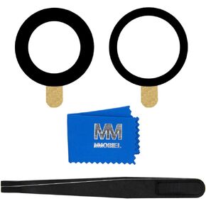 MMOBIEL Back Rear Camera Glass Lens Replacement Compatible with iPhone 12 Pro 2020 - Incl. Double Sided Adhesive, Tweezer and Cloth - Black