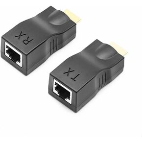 Replacement Ethernet RJ45 Network to HDMI Extender Repeater Amplifier 30m 4K30HZ Compatible Computer Host Laptop Connection Transmitter TX External HDMI Monitor Projector TV Receiver RX 1080P