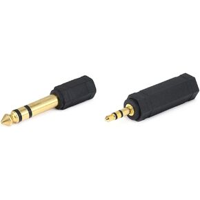 Monoprice 6.35mm (1/4 Inch) Male TRS Stereo Plug to 3.5mm (1/8 Inch) Female TRS Stereo Jack Adapter, Gold Plated, Black