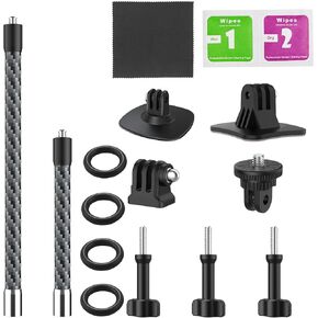Upgraded Carbon Fiber Extension Arm Rod Kit, Action Camera Pole Helmet Mount Extension Arm for GoPro Hero 12/11 / 10/9 / 8/7 / 6/5 Black and Insta360 One X4 / X3 / X2 / XR/Go and More