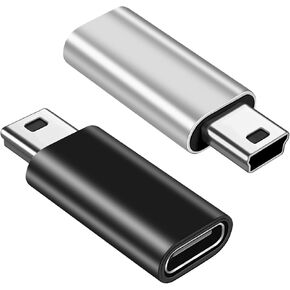 BORLTER CLAMP USB C to Mini USB Adapters (2 Pack), Type C Female to Mini USB Male Convert Connector, Support Charge Digital Cameras, Computer, GPS,MP3 Players