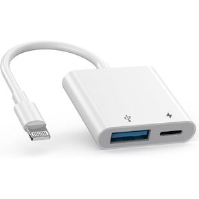 DESOFICON Lightning to USB Camera Adapter for iPhone,[Apple MFi Certified] USB 3.0 OTG Female Adapter with Lightning Charging Port for iPhone/iPad, Card Readers,USB Flash Drives,Keyboards,Plug & Play