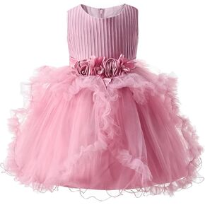 Baby Girls' Tulle Flower Dresses Princess Wedding Birthday Party Tutu Elegant Special Occasion Dress 6Months-3Years