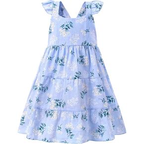 2-6Y Baby Girl Flower Dress Toddler Sleeveless Ruffle Dress Kid Casual Dresses Girls Flower Outfits Summer Clothes