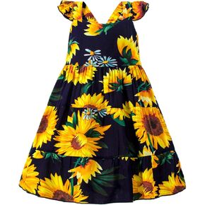2-6Y Baby Girl Flower Dress Toddler Sleeveless Ruffle Dress Kid Casual Dresses Girls Flower Outfits Summer Clothes