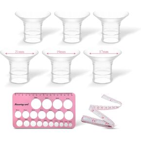 TAQ 17 19 21mm Flange Insert Compatible with Replacement Pump Parts Hands Free Breast Pump and More, 6 Pieces with Flange Sizing Kit (6)