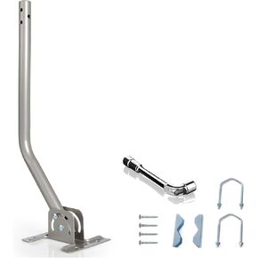 Universal Adjustable Antenna Mount Pole(OD 1", Length 16 1/2"), Pole Mounting Bracket for Wall Eave Roof, Compatible with Antenna, Weather Station and WiFi Extender, with U-Bolt Kit