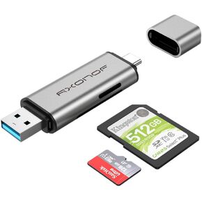 قارئ بطاقة SD، قارئ بطاقة Rxonof USB 3.0 وUSB C قارئ بطاقة ذاكرة 2 في 1 مع موصلات مزدوجة لـ SDXC، SDHC، SD، MMC، RS-MMC، Micro SDXC، Micro SD، بطاقة Micro SDHC، وUHS-I بطاقات