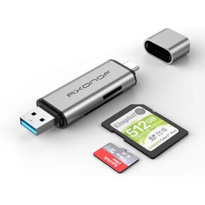 SD Card Reader, Rxonof USB 3.0 and USB C Card Reader 2-in-1 Memory Card Reader with Dual Connectors for SDXC, SDHC, SD, MMC, RS-MMC, Micro SDXC, Micro SD, Micro SDHC Card, and UHS-I Cards
