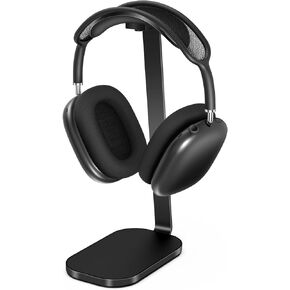 VICHYIE Headphone Stand for AirPods Max, Headset Holder with Aluminum Supporting Rod, Heavy Base Desk Stand Headphones Support Accessory for All Headphones - Black