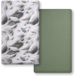 Organic Crib Sheet - 100% Cotton Baby Crib Sheets - Standard Crib Mattress Sheet (52 x 28 in) - Fitted Crib Sheets Girl Boy Neutral - Toddler Bed Sheets (3D Leaves Green)