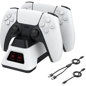 Controller Charging Station with LED Indicator for PS5 - Fast Charge Dock for PS5 Controllers with 2 Pack Fast Charging Cords