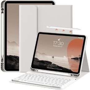 KENKE for iPad Air 6th/5th/4th Generation Case with Keyboard 2024/2022/2020 11 & 10.9 Inch, Detachable Wireless Bluetooth Thin & Light with Left Side Pencil Holder Auto Wake/Sleep (Gray)