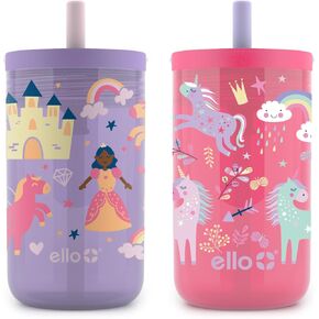 Ello Bop 2-Pack 12oz Kids Plastic Tumbler Set with Carry Loop | Leak-Proof Slider Lid | Removable Spill Resistent Soft Straw | BPA-Free