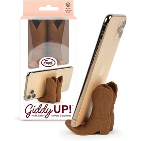 Genuine Fred GIDDY UP Phone Stand, Pink, Cowboy Boot Tech Accessory, Fits most mobile smartphones, Grippy Silicone, Fun cowboy boot details