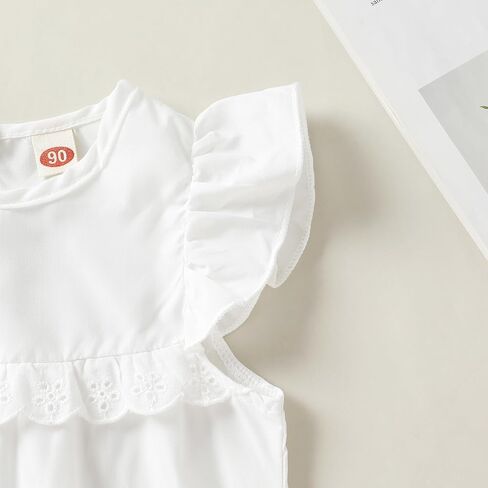 ملابس Happy Town للأطفال الصغار والبنات، تي شيرت وبلوزة بدون أكمام مكشكشة وسروال قصير وملابس صيفية in Kuwait