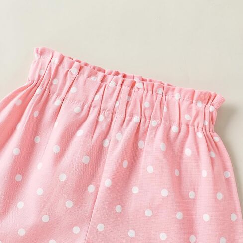 ملابس Happy Town للأطفال الصغار والبنات، تي شيرت وبلوزة بدون أكمام مكشكشة وسروال قصير وملابس صيفية in Kuwait