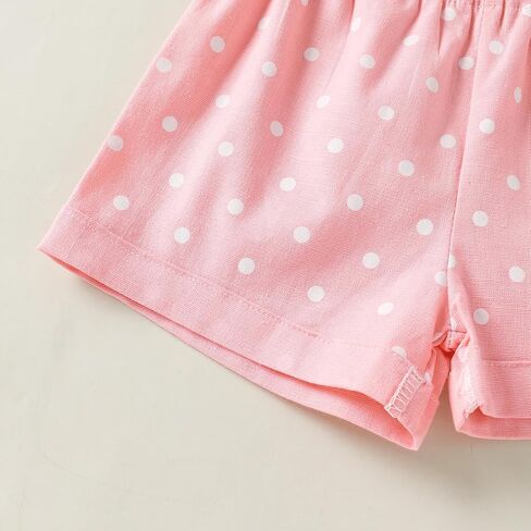 ملابس Happy Town للأطفال الصغار والبنات، تي شيرت وبلوزة بدون أكمام مكشكشة وسروال قصير وملابس صيفية in Kuwait