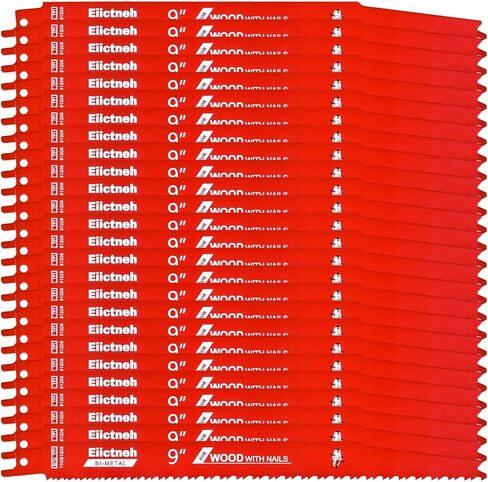 25 Pack 6/12 TPI 9 Inch Stud and Nail Saw Blades - Bi-Metal Reciprocating Blades for Cutting Nail-Embedded Wood, Metal, and PVC, with Storage Case in Saudi Arabia