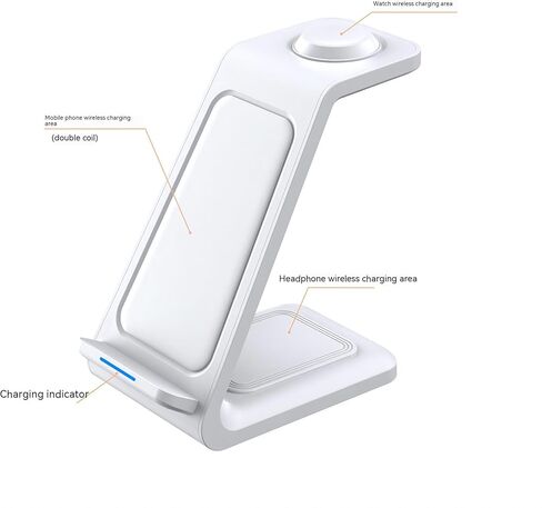 Wireless Charger for Samsung Phones,3 in 1 Wireless Charger for Mobile Phones Watches and Airpods,Simply Put Down The Device to Quickly Charge（Black） in Saudi Arabia