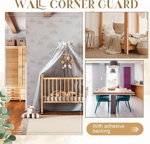 8 Pcs Wall Corner Guard Edge Protector with Adhesive Backing 1 x 1 x 39.37 Inch Wall Corner Bumpers Baby Proofing Corner Guard for Wall Garage Cabinet Fireplace Furniture Cribs in Saudi Arabia