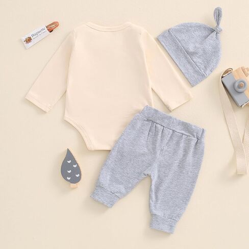 Ayalinggo Little Brother Newborn Baby Boy Outfit Lil Bro Long Sleeve Romper Tshirt Pants Hat Infant Coming Home Clothes in Saudi Arabia