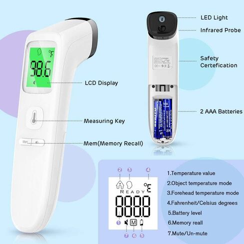 Thermometer for Adults, No-Touch Baby Thermometer, Infrared Digital Thermometer for Kids, Accurate Reading with Large LCD Screen, Fever Alarm in Saudi Arabia