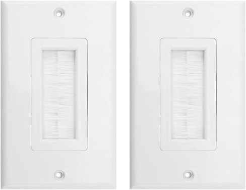 Single Gang Brush Style Opening Passthrough Low Voltage Insert Cable Wallplate,Whtie (1 Pack) in Saudi Arabia