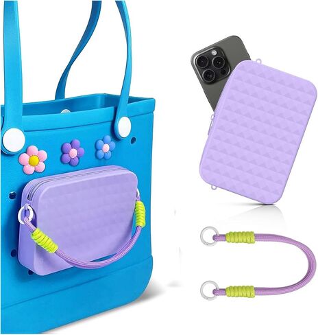 Bogg Bag Accessories, Silicone Bogg Bag Organizer Phone Holder for Bogg Bag Beach Tote Bags (Purple) in Saudi Arabia